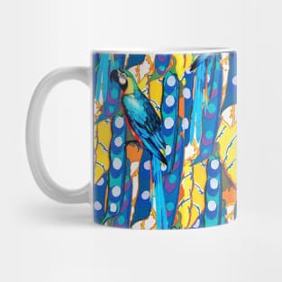 BLUE MACAWS ,YELLOW LEAVES,TROPICAL PLANTS FLORAL PATTERN Mug